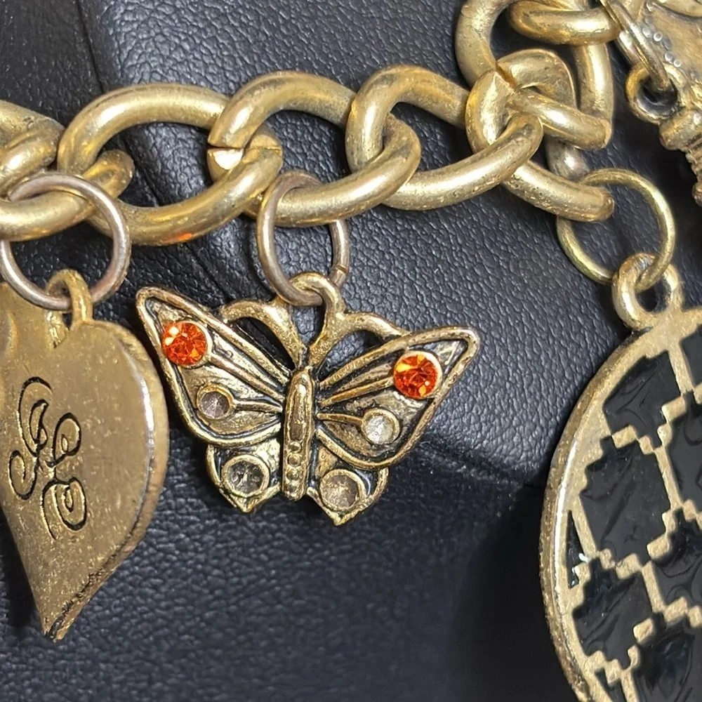 Juicy Couture J Heart Charm Bracelet &  Mixed Rare Charms Gold Tone​ - Picture 5 of 8
